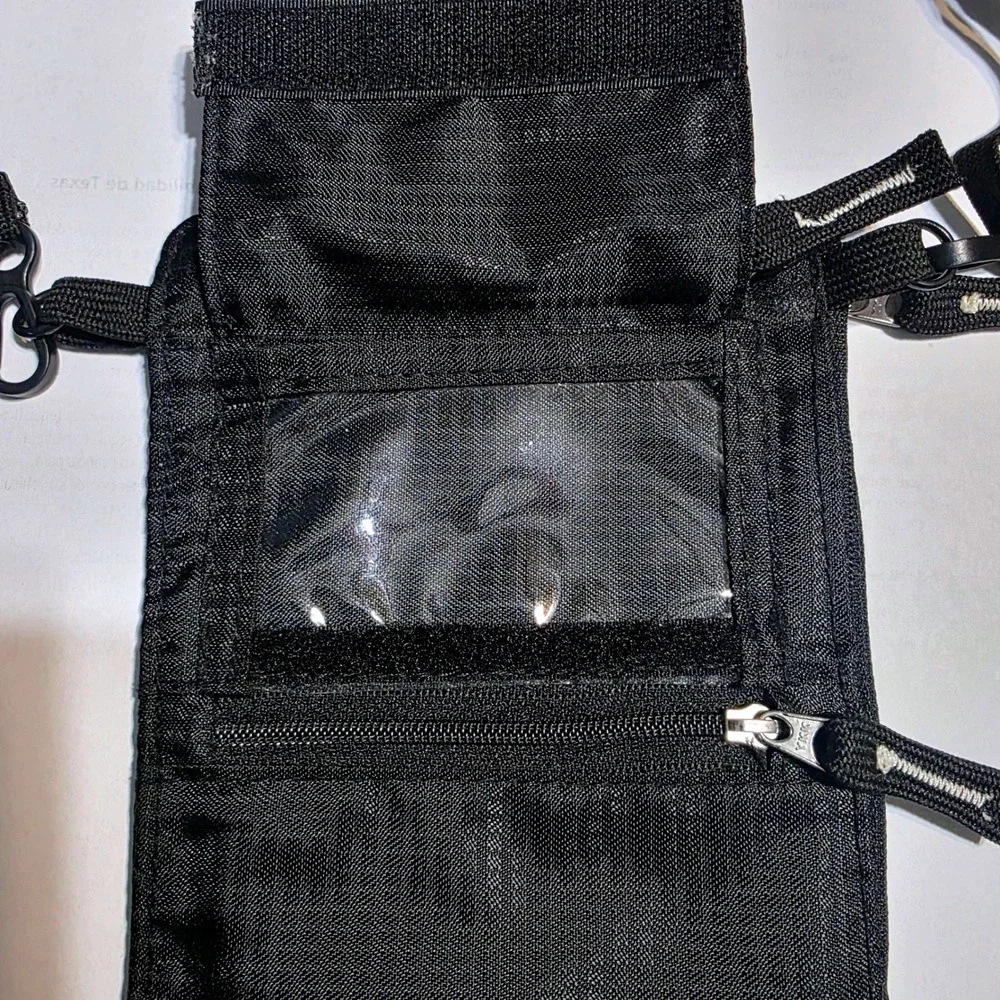 Shacke Black Nylon Travel Neck‎ Wallet Passport Holder RFID Blocking Pouch Bag